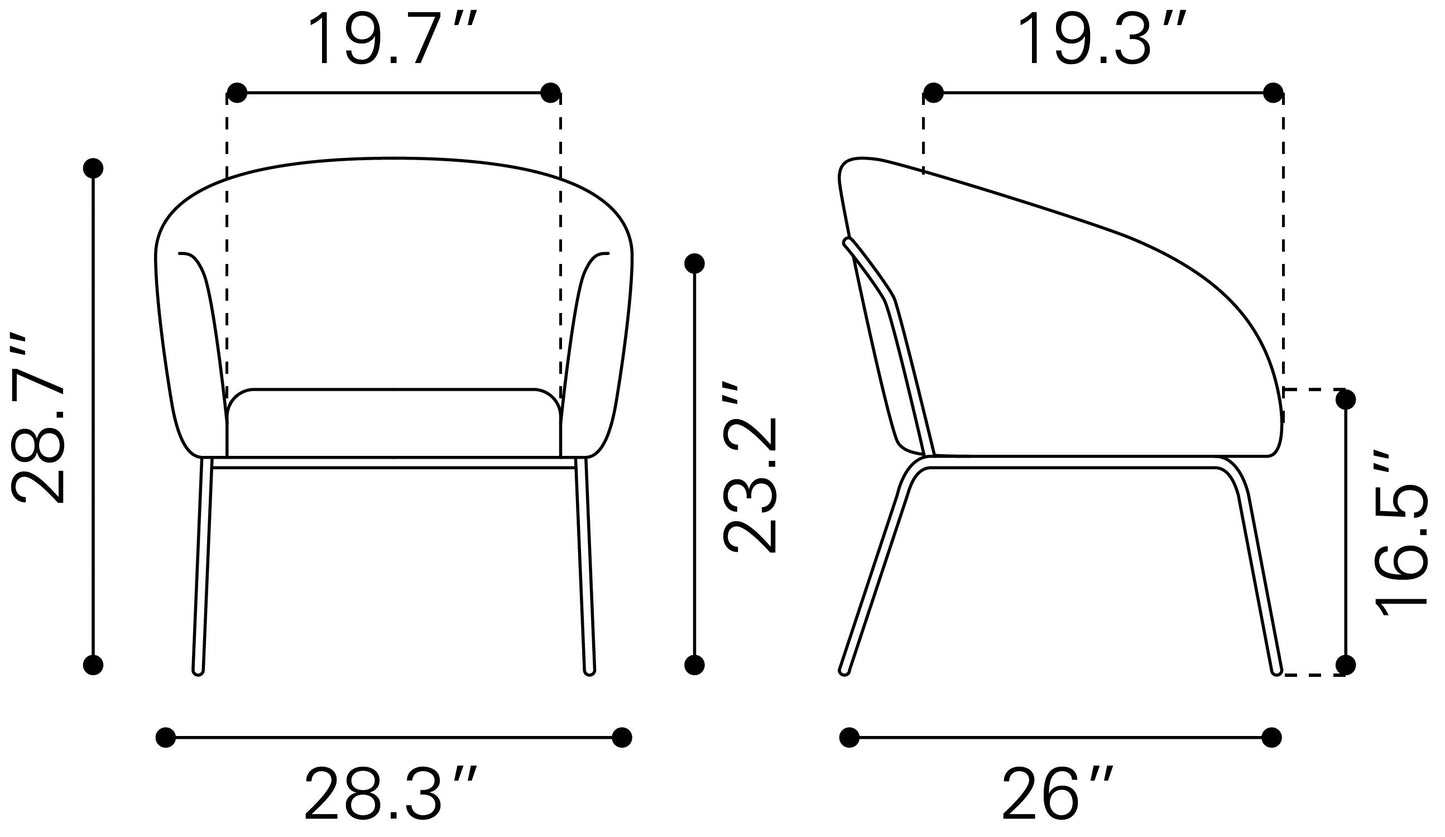 Fauteuil d'appoint Quinten gris vintage