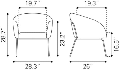 Fauteuil d'appoint Quinten gris vintage