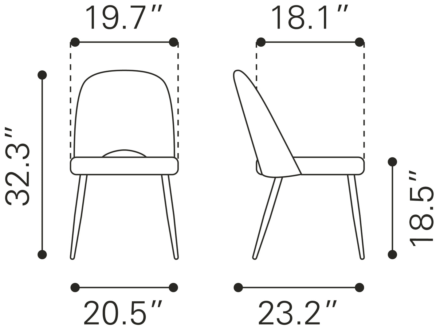 Dining Chair (Set of 2) Gray - Modern & Ergonomic Seating for Home & Office