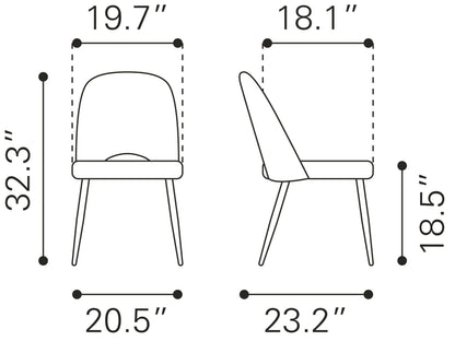 Dining Chair (Set of 2) Gray - Modern & Ergonomic Seating for Home & Office
