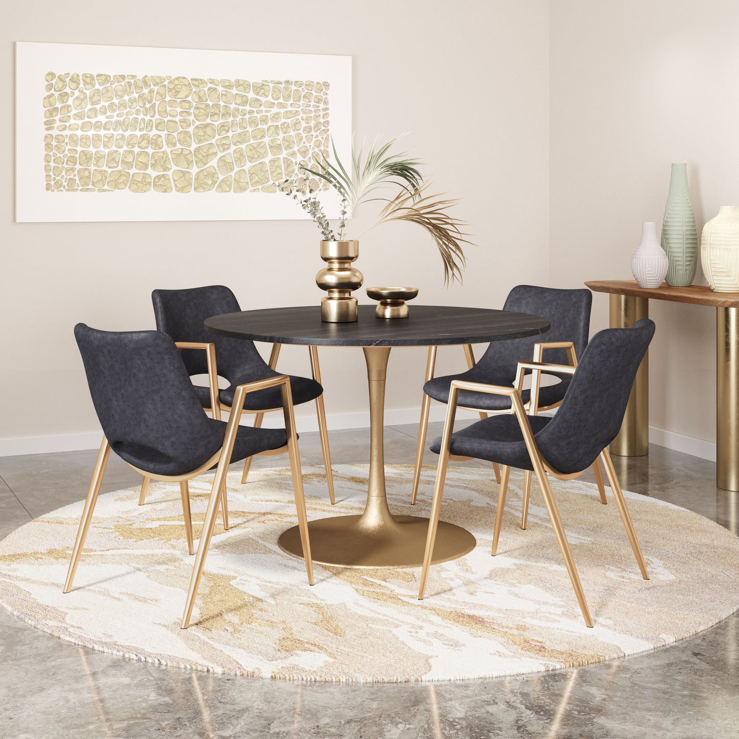 Dining Chair (Set of 2) Black & Gold - Modern & Ergonomic Seating for Home & Office
