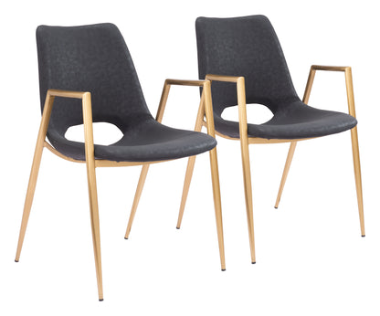Dining Chair (Set of 2) Black & Gold - Modern & Ergonomic Seating for Home & Office