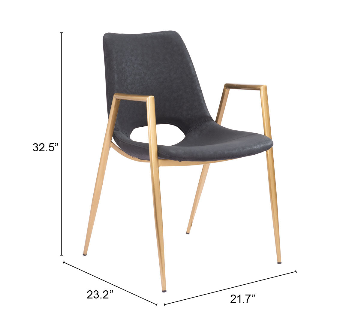 Dining Chair (Set of 2) Black & Gold - Modern & Ergonomic Seating for Home & Office