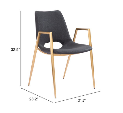 Dining Chair (Set of 2) Black & Gold - Modern & Ergonomic Seating for Home & Office