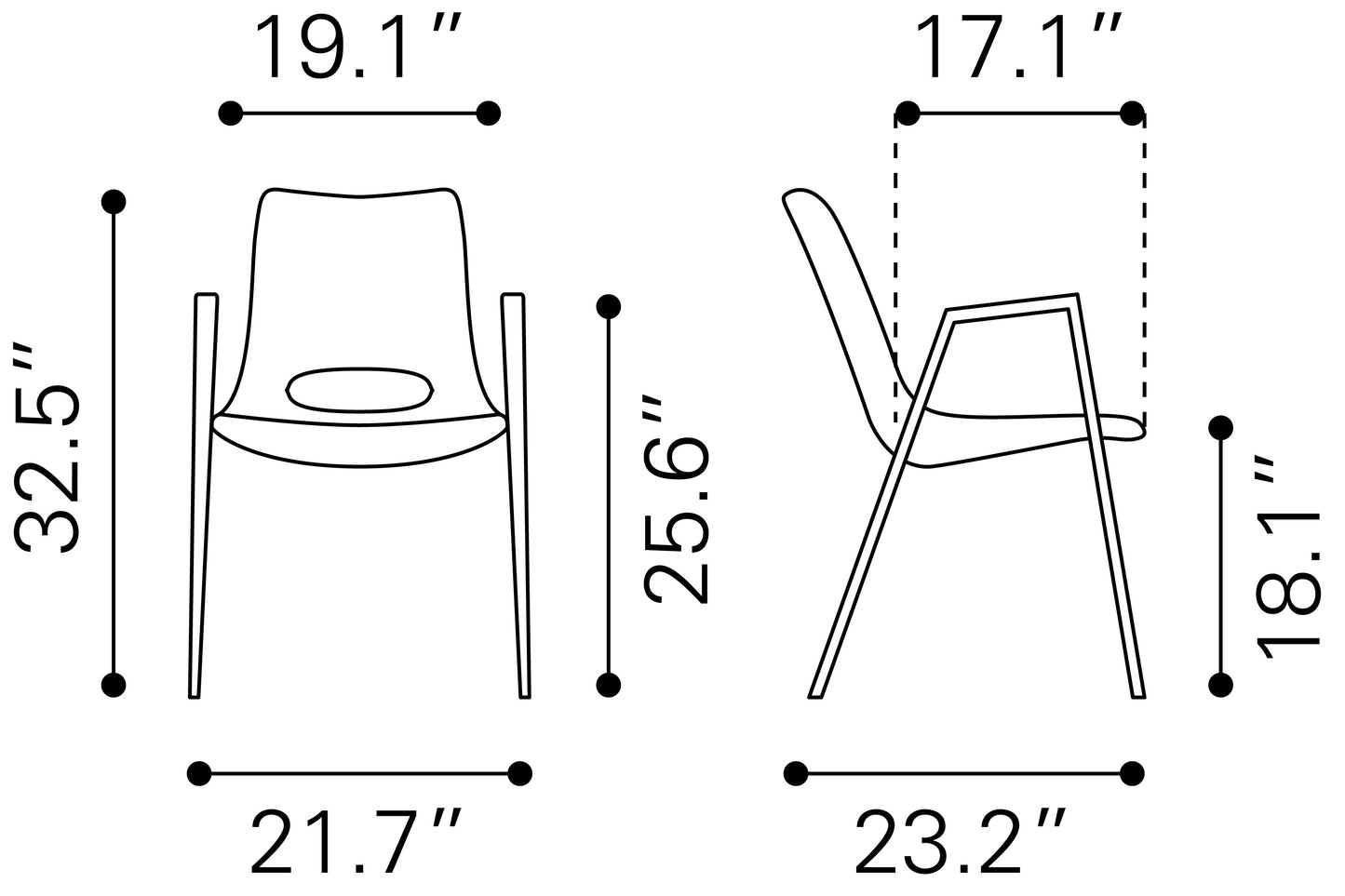 Dining Chair (Set of 2) White & Gold - Modern & Ergonomic Seating for Home & Office