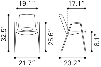 Dining Chair (Set of 2) White & Gold - Modern & Ergonomic Seating for Home & Office