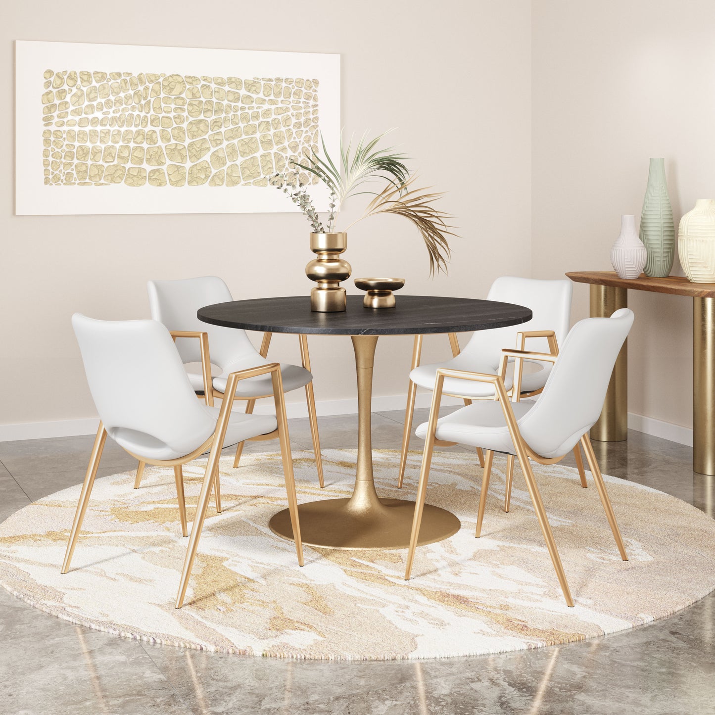 Dining Chair (Set of 2) White & Gold - Modern & Ergonomic Seating for Home & Office