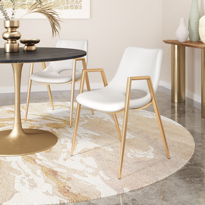 Dining Chair (Set of 2) White & Gold - Modern & Ergonomic Seating for Home & Office
