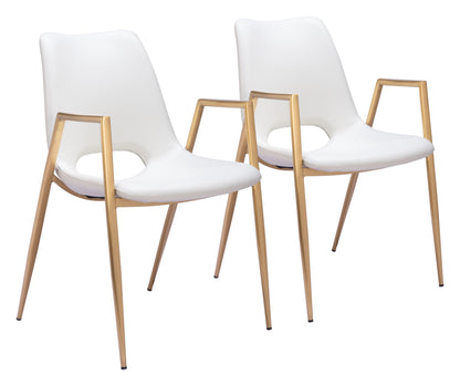 Dining Chair (Set of 2) White & Gold - Modern & Ergonomic Seating for Home & Office