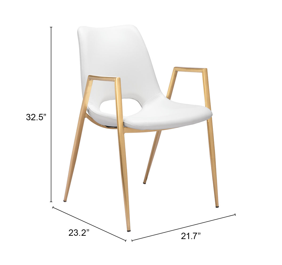 Dining Chair (Set of 2) White & Gold - Modern & Ergonomic Seating for Home & Office