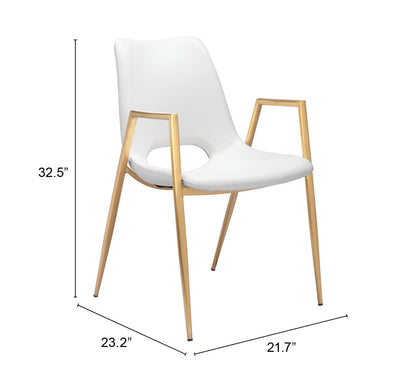 Dining Chair (Set of 2) White & Gold - Modern & Ergonomic Seating for Home & Office