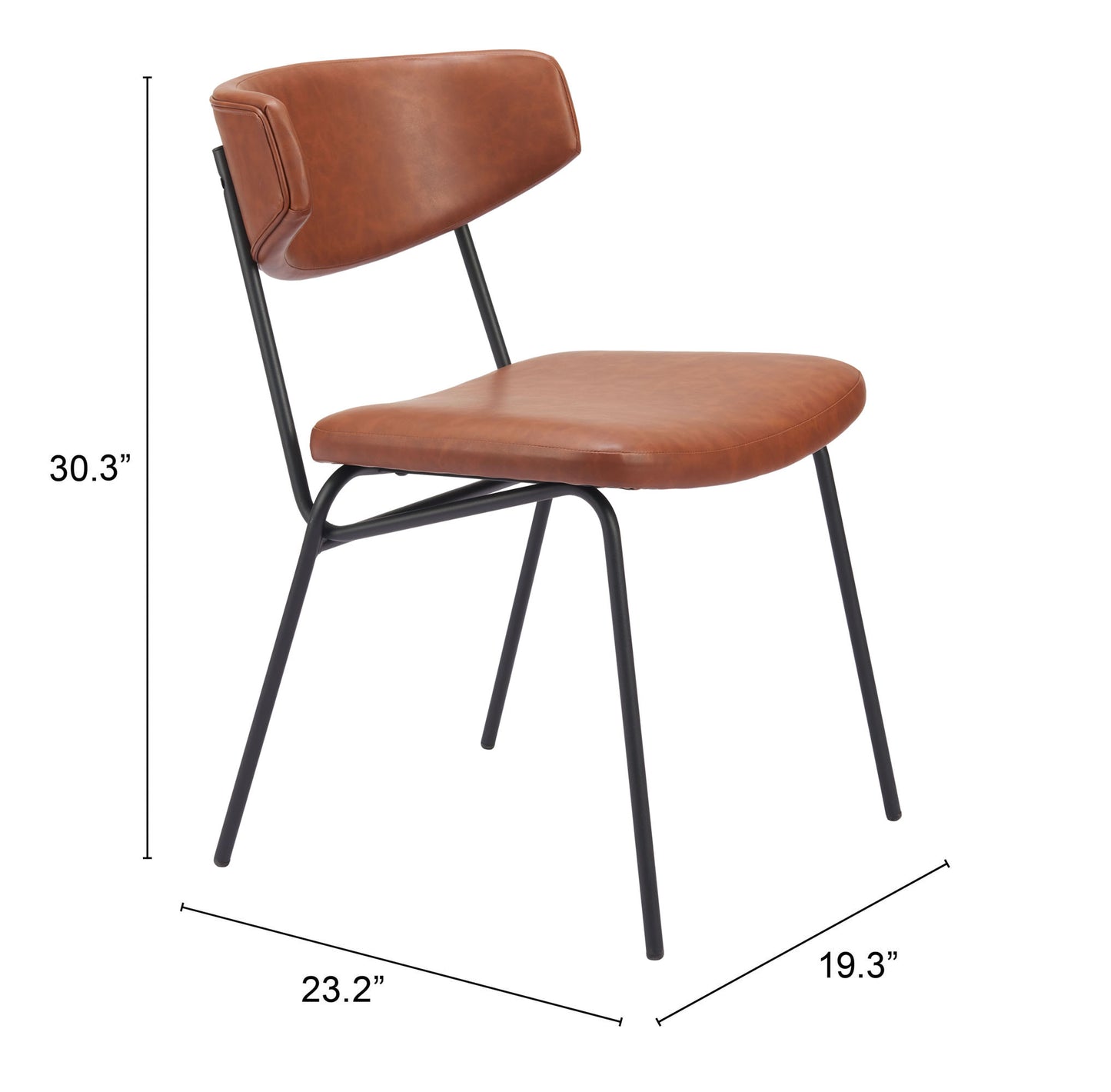 Chaise de salle à manger Charon (lot de 2) marron vintage