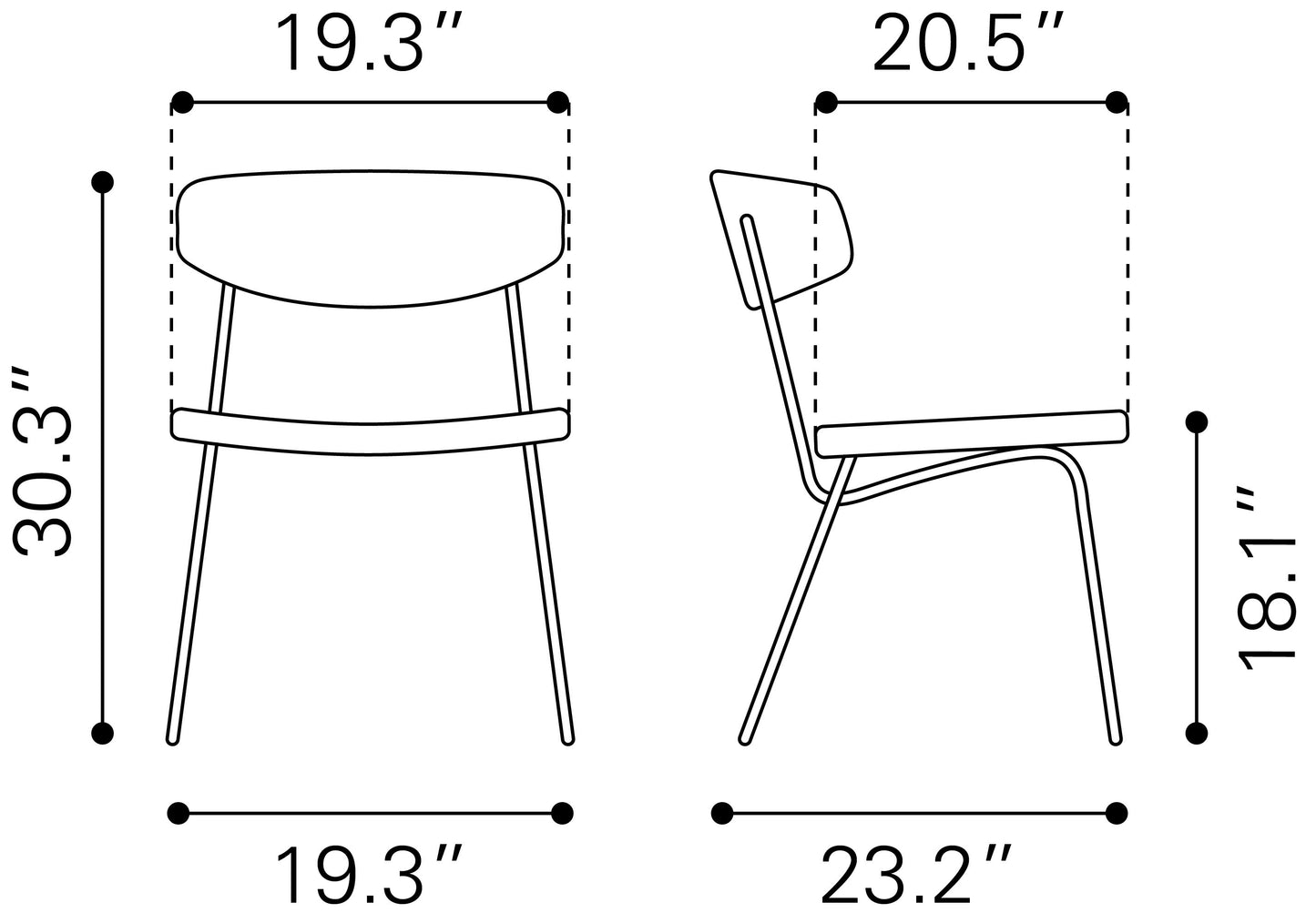 Chaise de salle à manger Charon (lot de 2) marron vintage