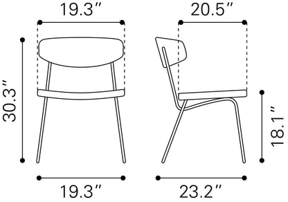 Chaise de salle à manger Charon (lot de 2) marron vintage