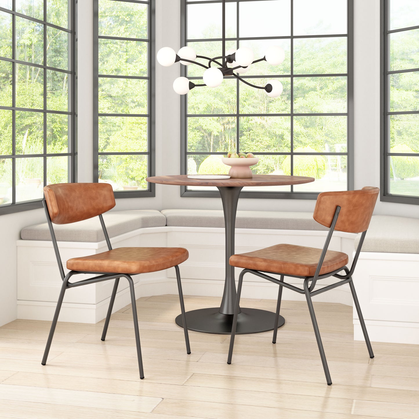 Chaise de salle à manger Charon (lot de 2) marron vintage
