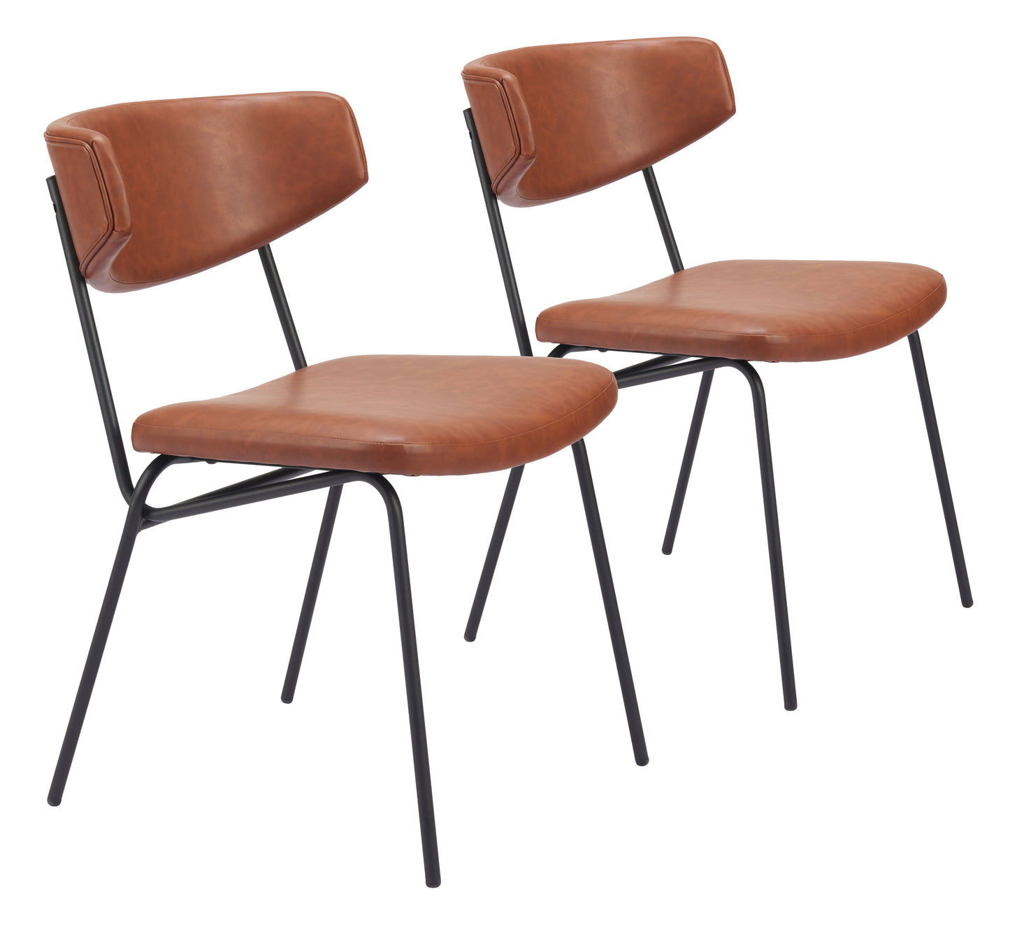 Chaise de salle à manger Charon (lot de 2) marron vintage