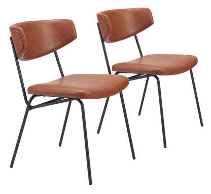 Chaise de salle à manger Charon (lot de 2) marron vintage