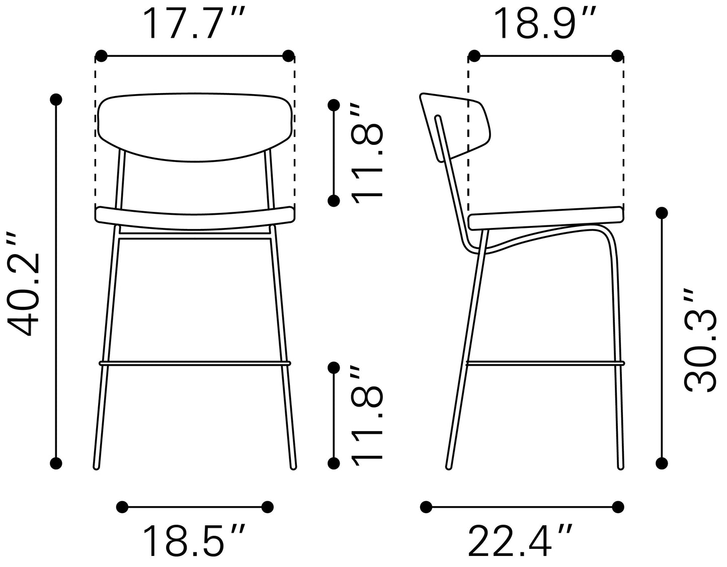Tabouret de bar Charon (lot de 2) noir vintage