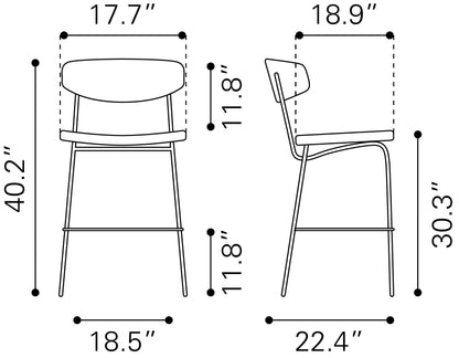 Tabouret de bar Charon (lot de 2) noir vintage