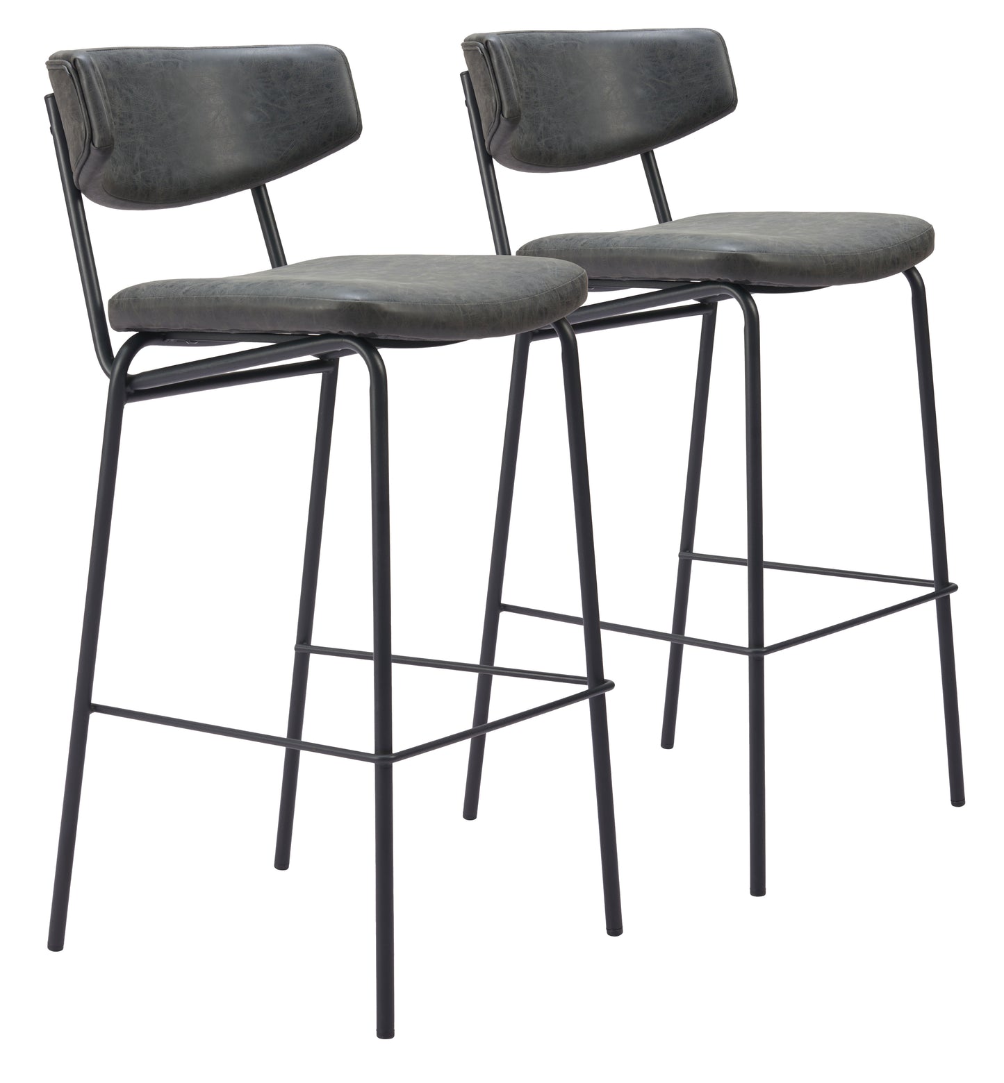 Tabouret de bar Charon (lot de 2) noir vintage