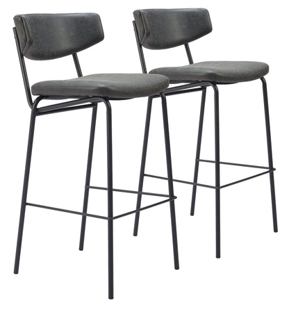 Tabouret de bar Charon (lot de 2) noir vintage