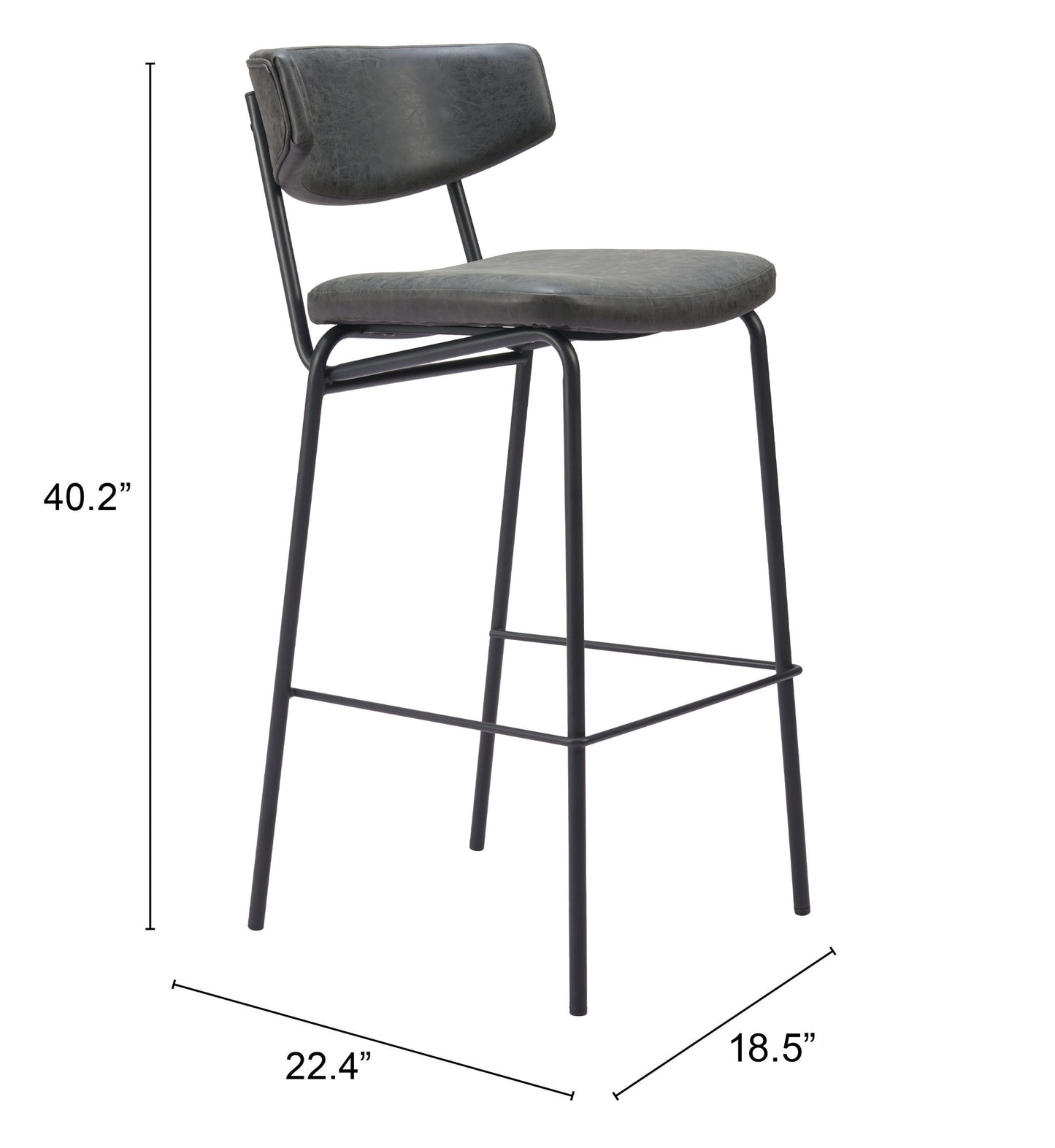 Tabouret de bar Charon (lot de 2) noir vintage