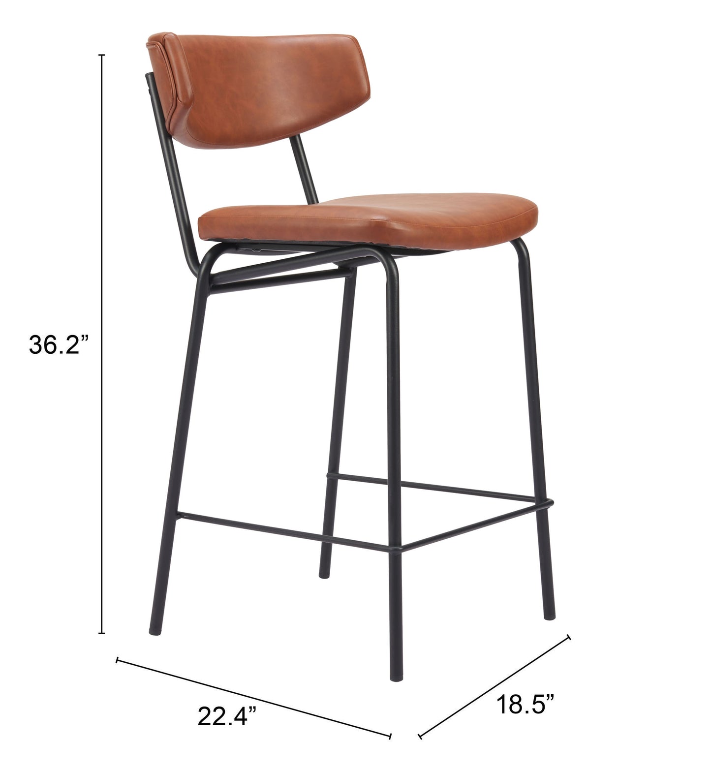 Tabouret de bar Charon (lot de 2) marron vintage
