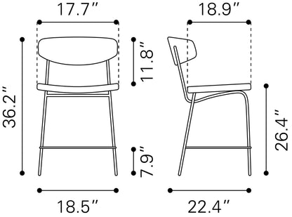 Tabouret de bar Charon (lot de 2) marron vintage