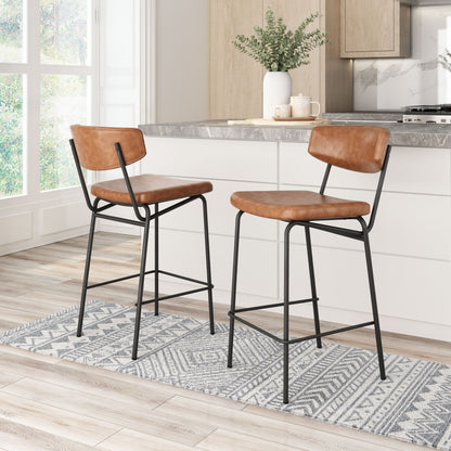 Tabouret de bar Charon (lot de 2) marron vintage