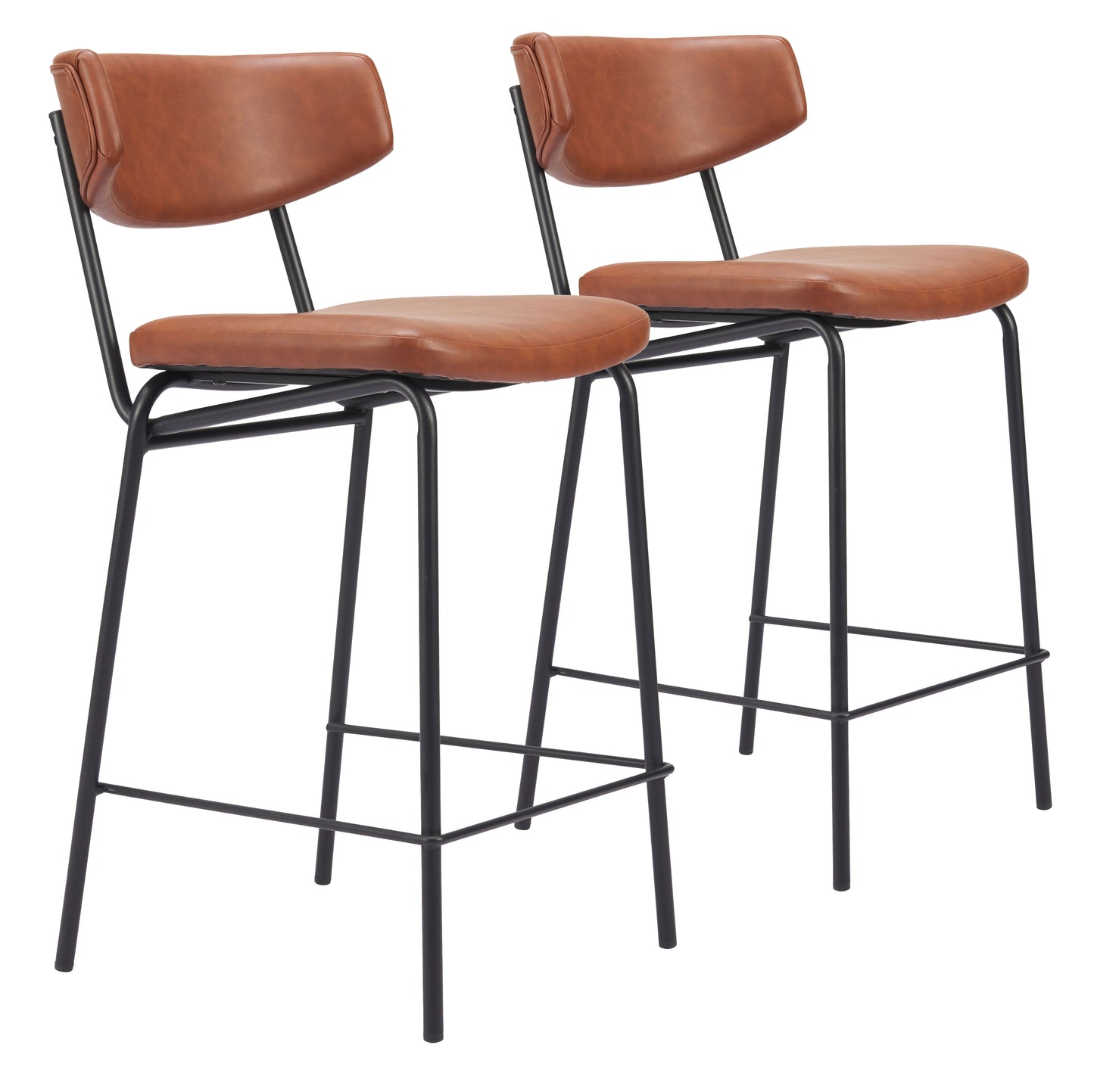 Tabouret de bar Charon (lot de 2) marron vintage