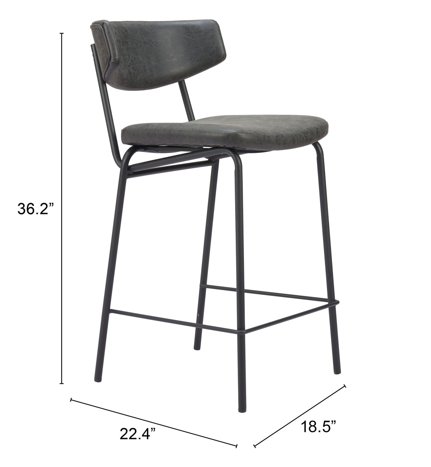 Tabouret de bar Charon (lot de 2) noir vintage
