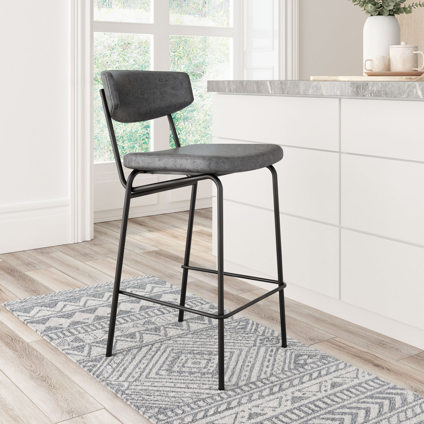Tabouret de bar Charon (lot de 2) noir vintage