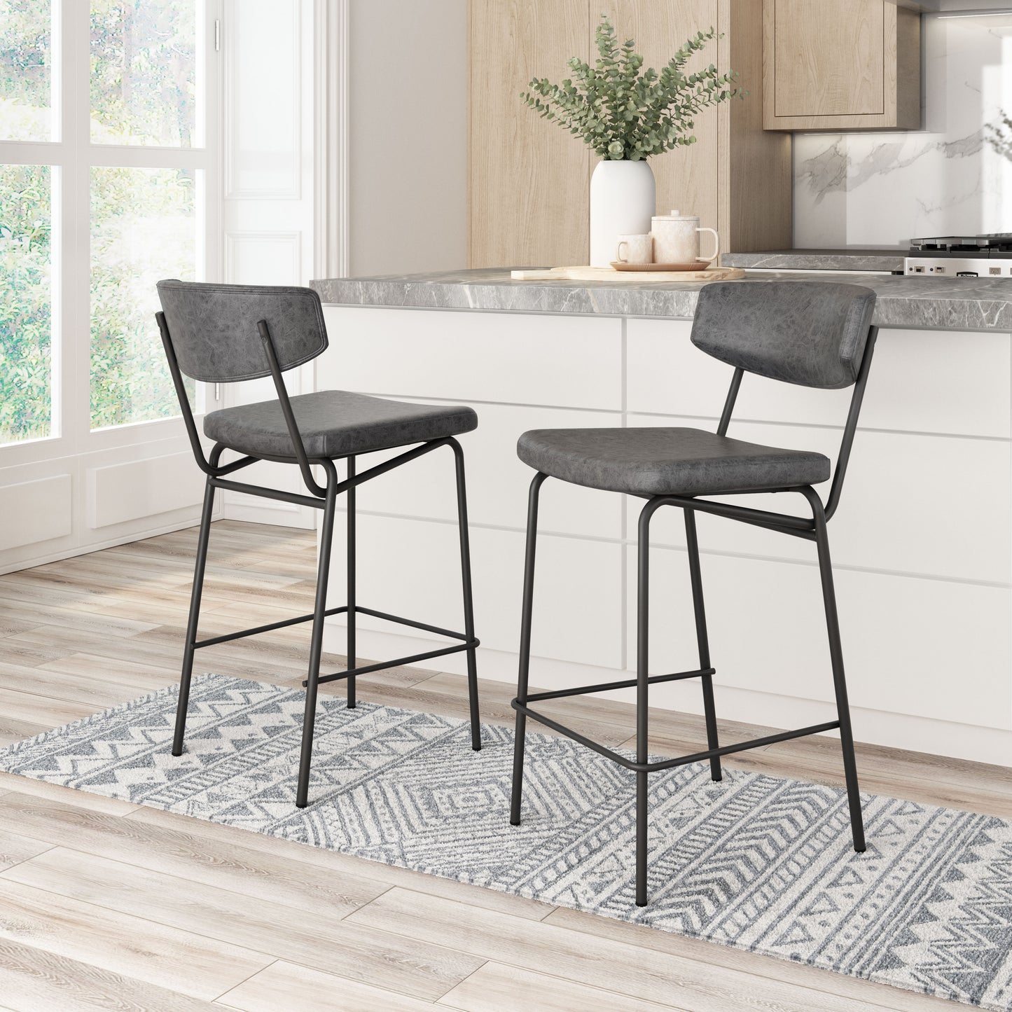 Tabouret de bar Charon (lot de 2) noir vintage