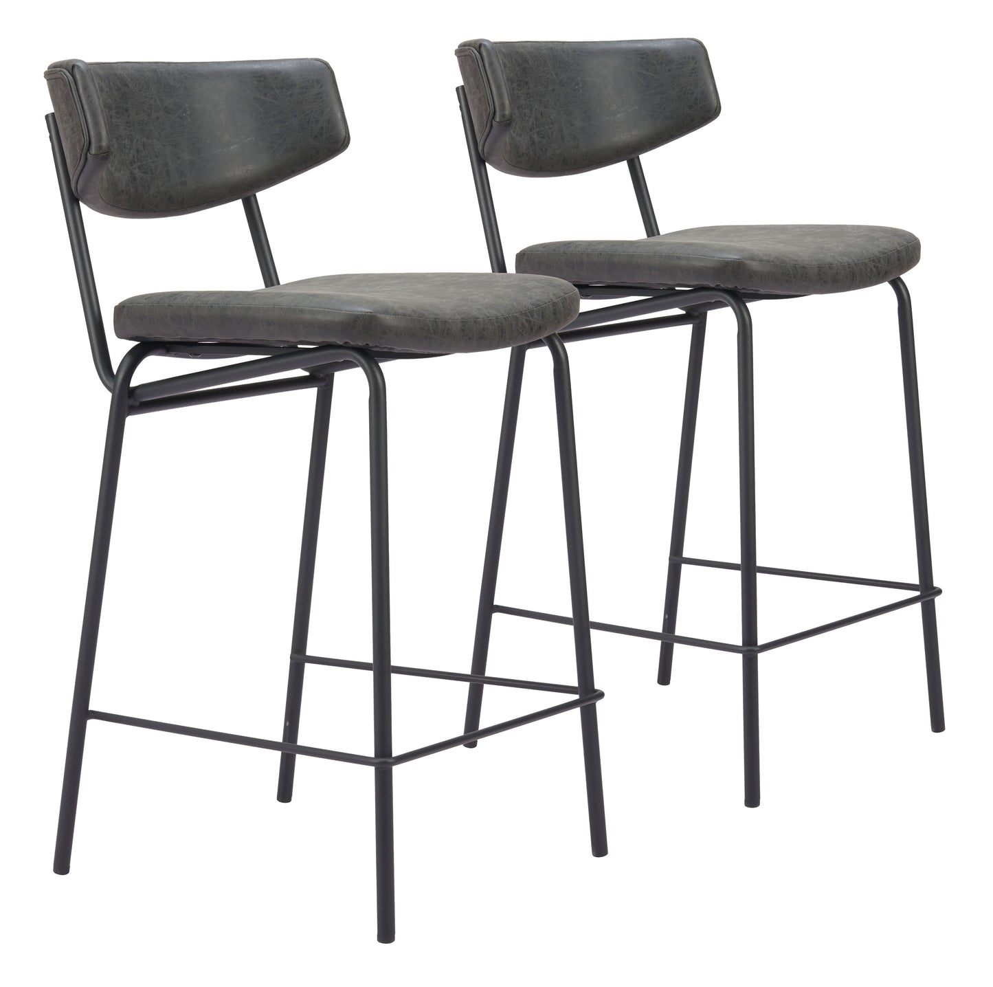 Tabouret de bar Charon (lot de 2) noir vintage