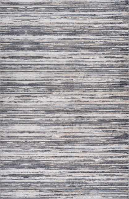 Esker Striped Contemporary Blue and Grey Indoor Rug