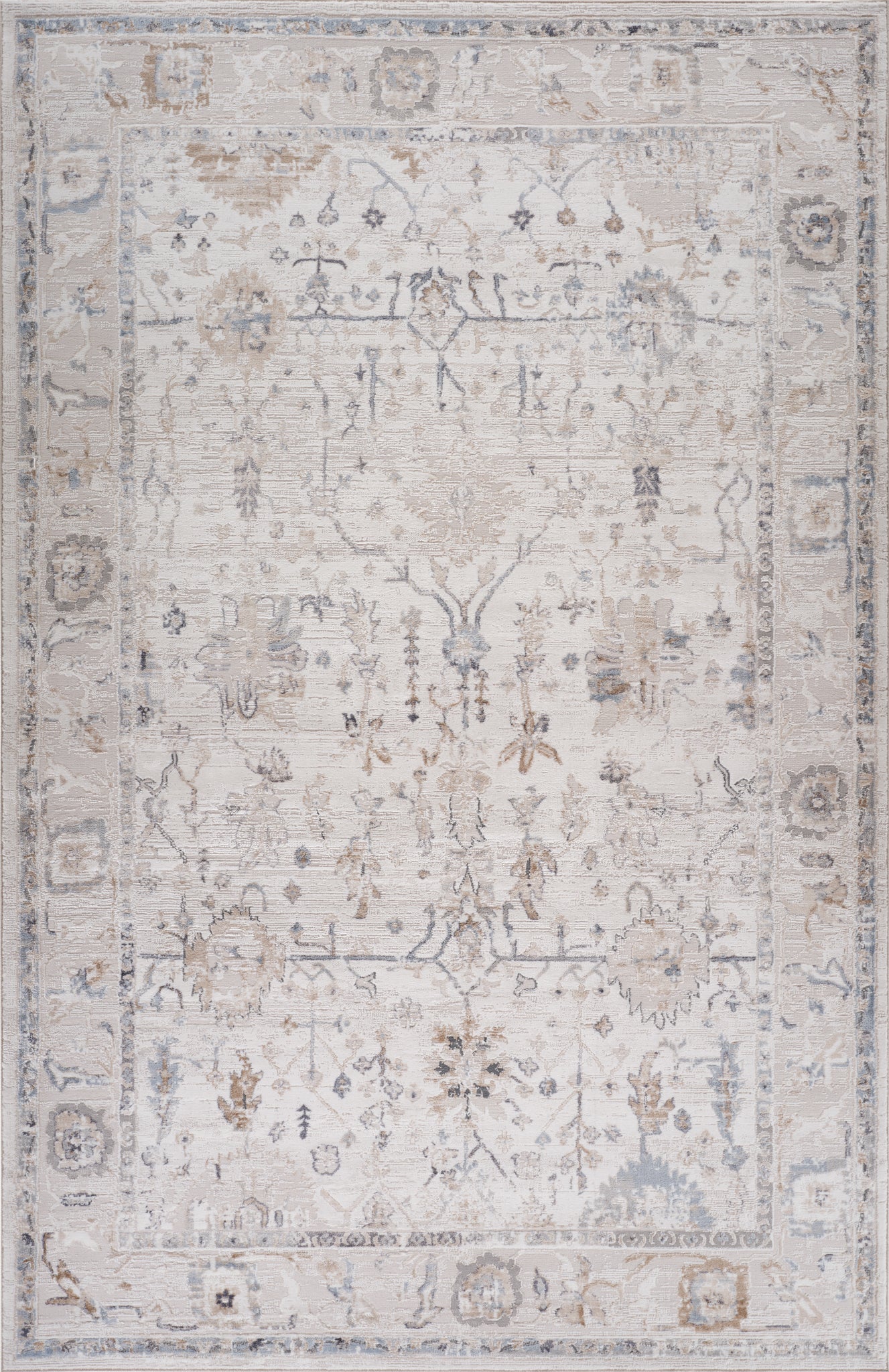 Wiam Distressed Medallion Traditional Beige and Ivory Indoor Rug-3