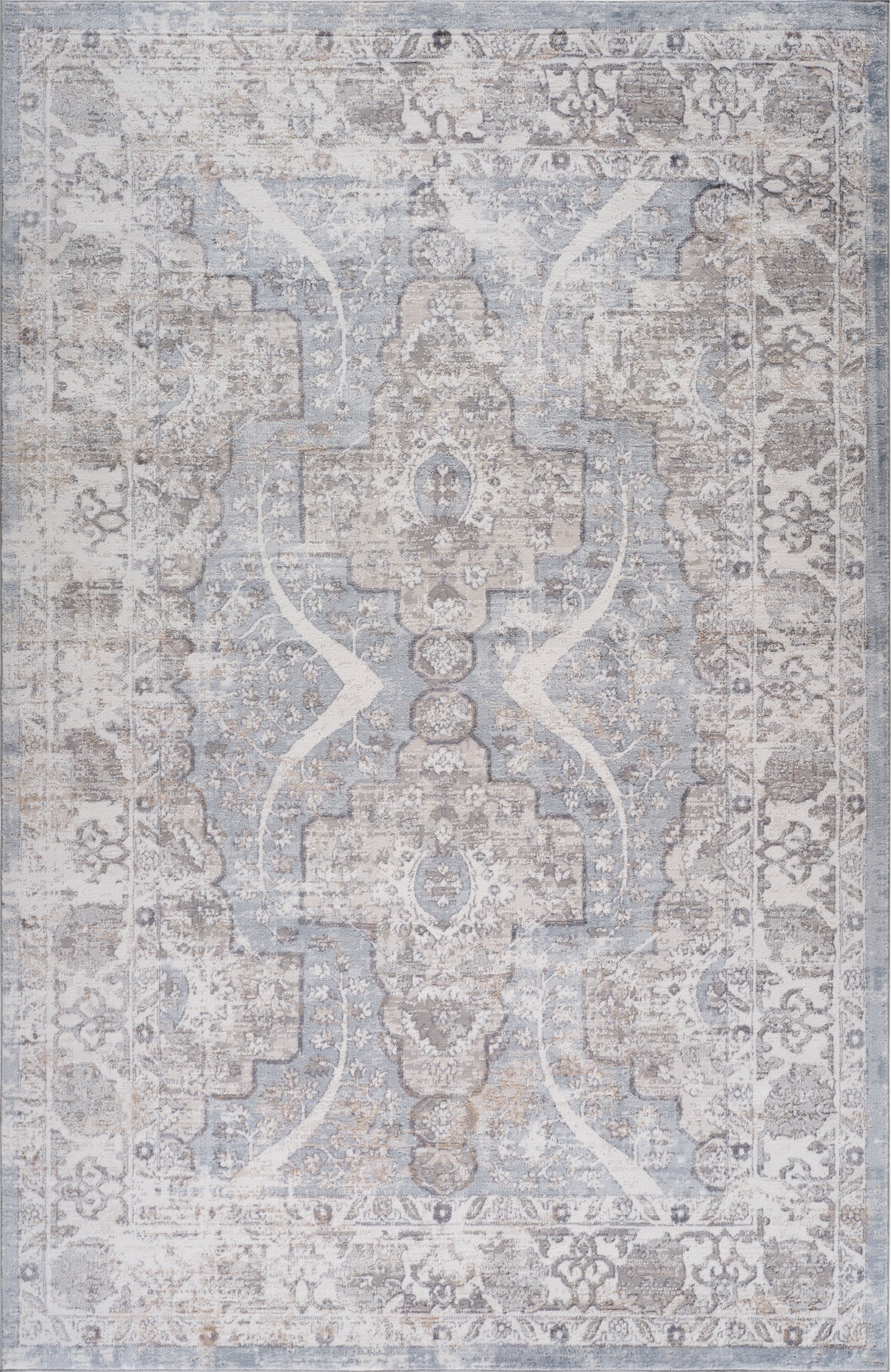 Asala Oriental Traditional Blue and Grey Indoor Rug