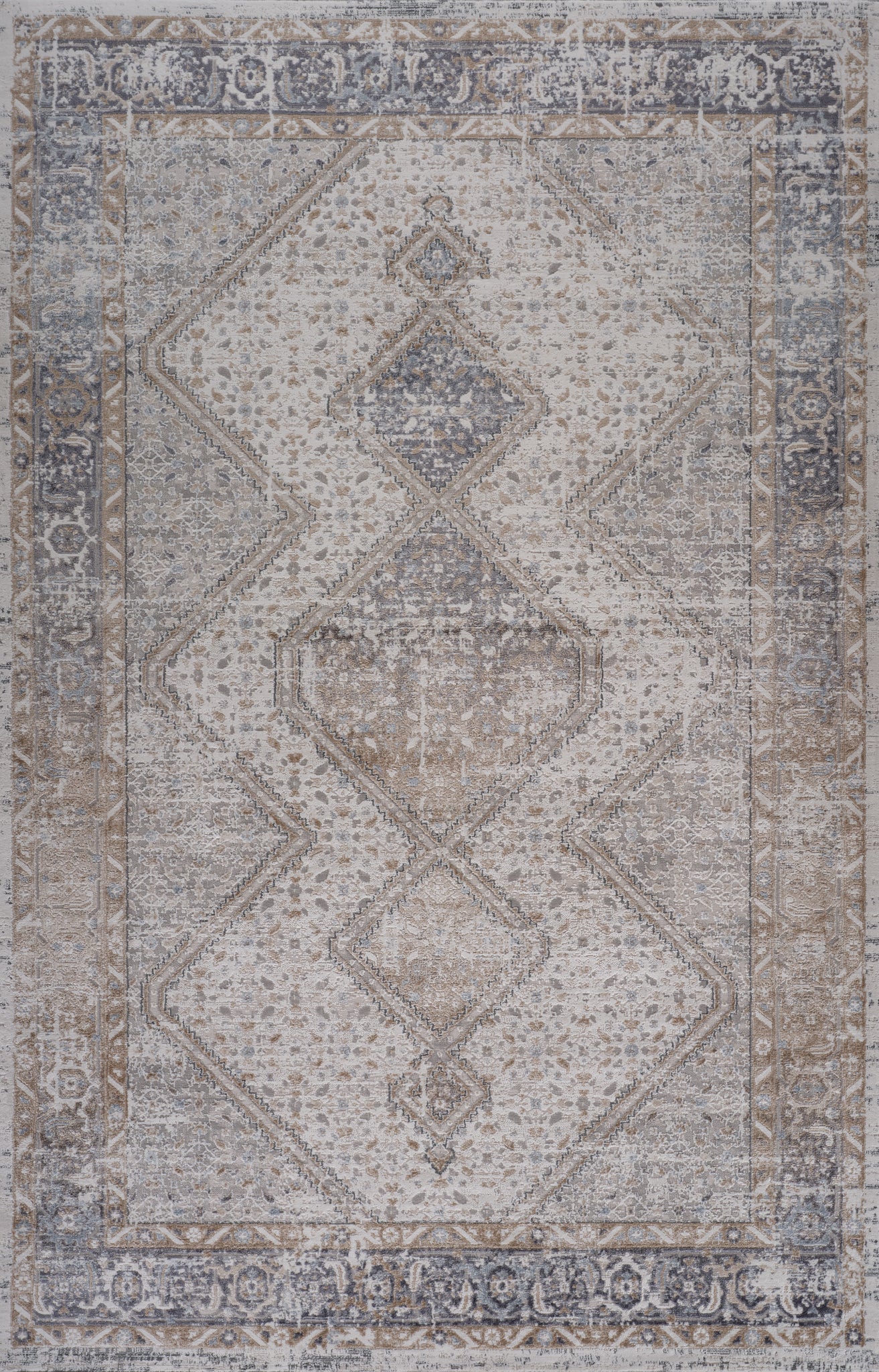 Naqsh Oriental Traditional Blue and Grey Indoor Rug-2