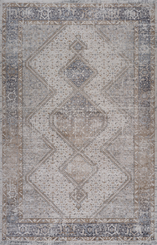 Naqsh Oriental Traditional Blue and Grey Indoor Rug