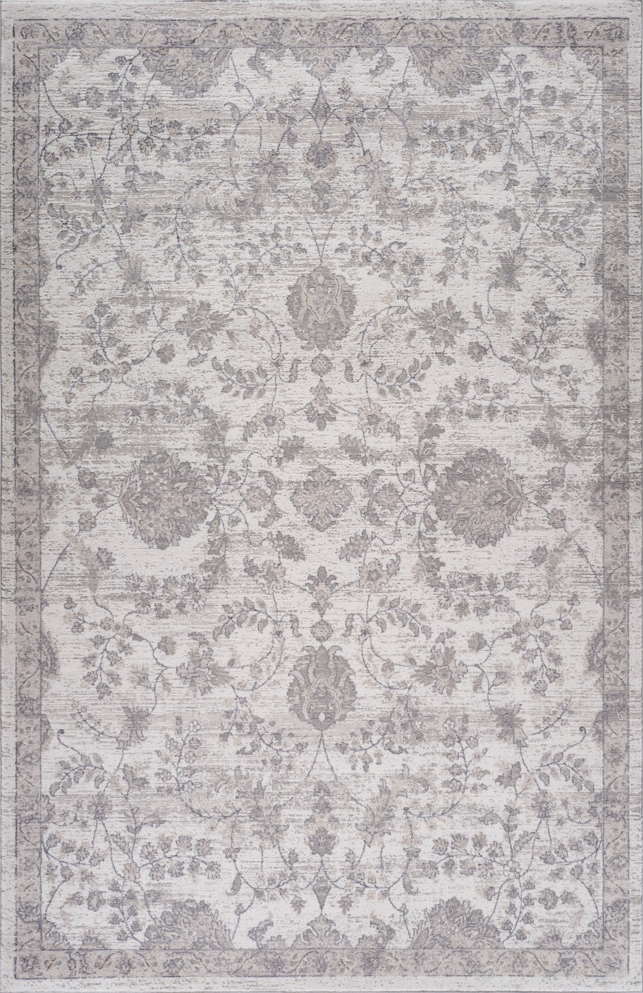Ulfah Floral Medallion Traditional Beige and Grey Indoor Rug-3