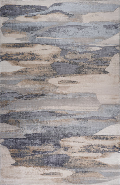 Aeris Abstract Contemporary Blue and Beige Indoor Rug-3
