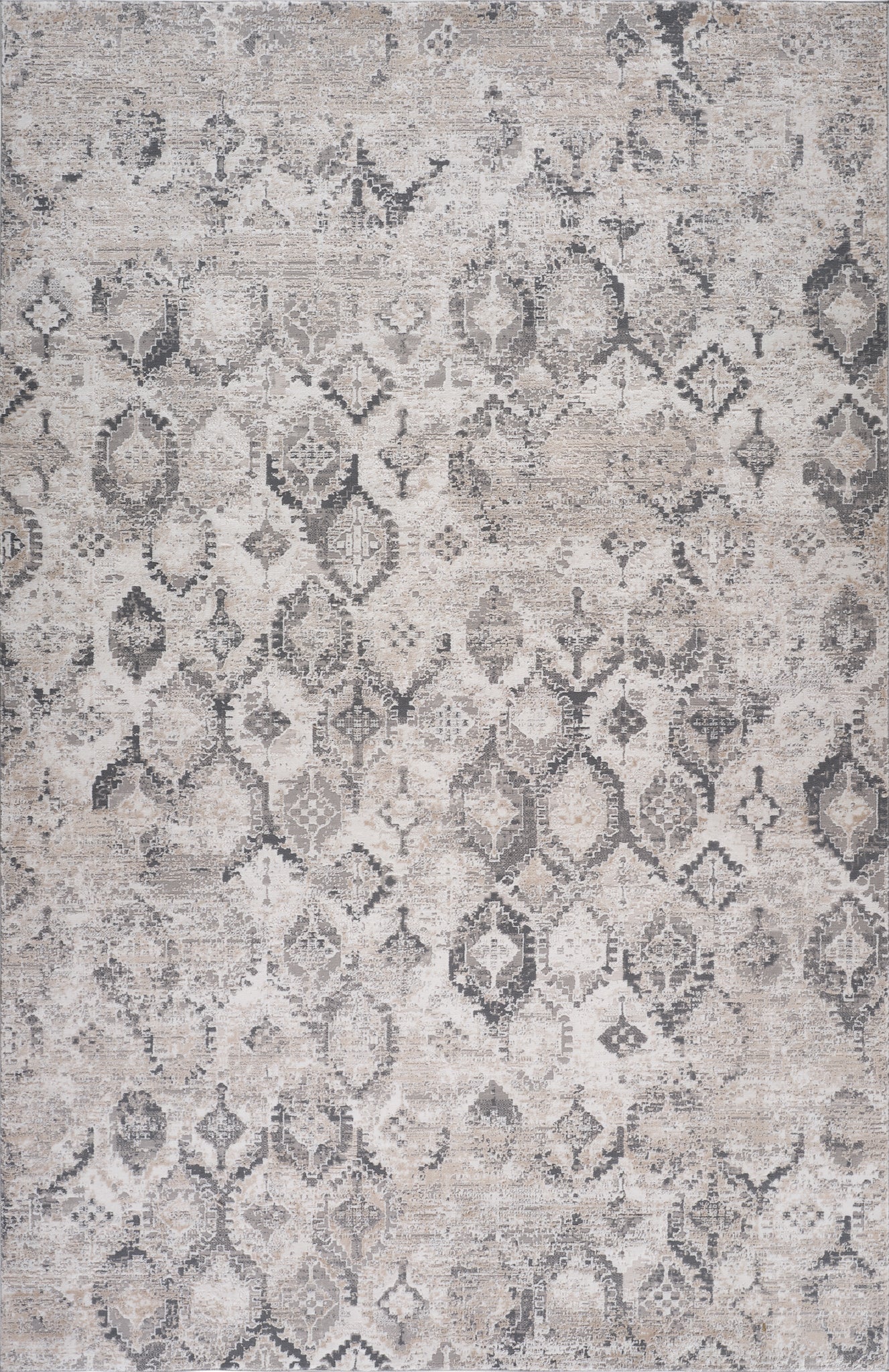 Widad Distressed Medallion Traditional Beige and Grey Indoor Rug