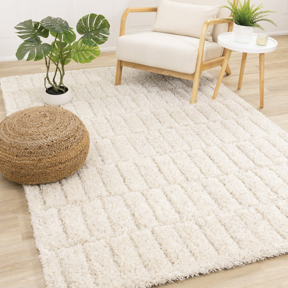 Tapis géométrique moderne crème
