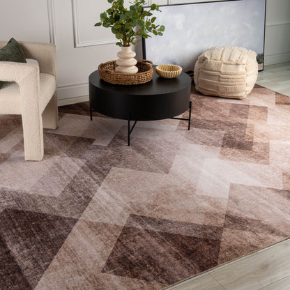 Emir Geometric Contemporary Brown Rug