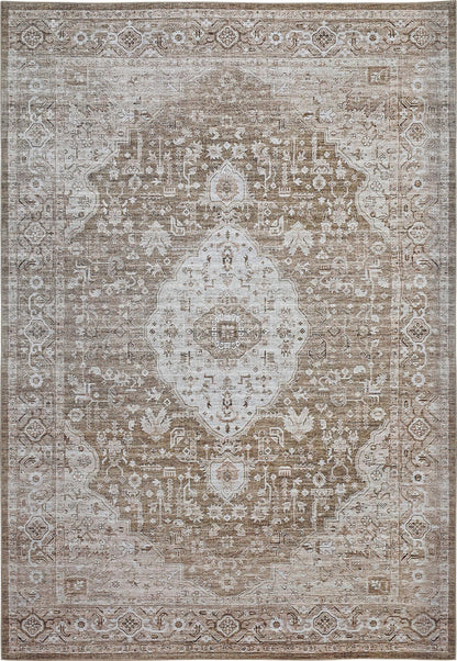 Lina Medallion Traditional Brown Indoor Rug