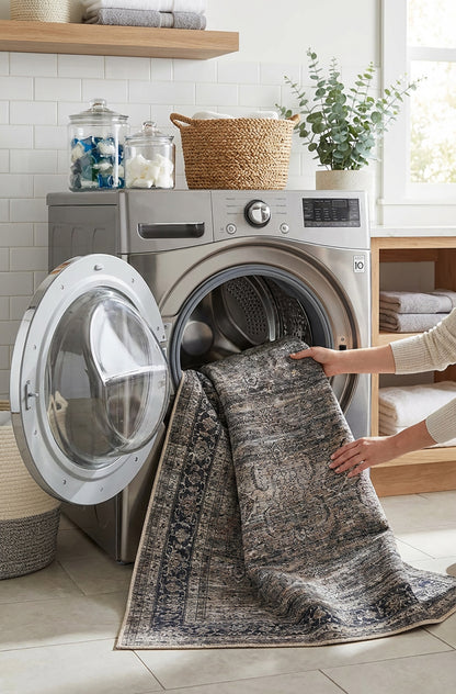 Basima Persian Floral Traditional Brown and Grey Indoor Rug