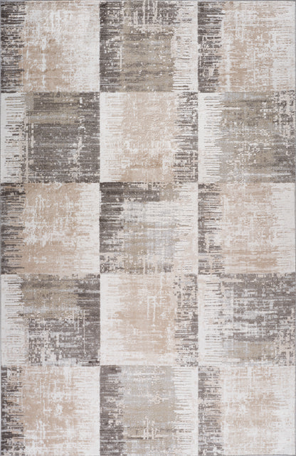 Lysa Abstract Patchwork Contemporary Brown and Beige Indoor Rug-3