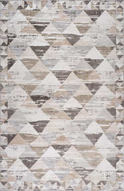 Alva Geometric Contemporary Beige and Brown Indoor Rug