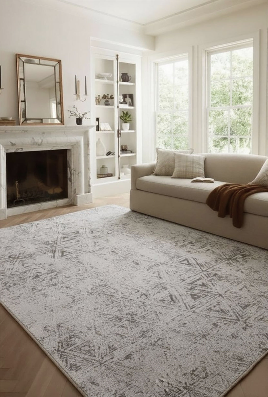 Tapis beige moderne abstrait Cadence