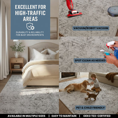 Noema Geometric Contemporary Beige and Cream Indoor Rug